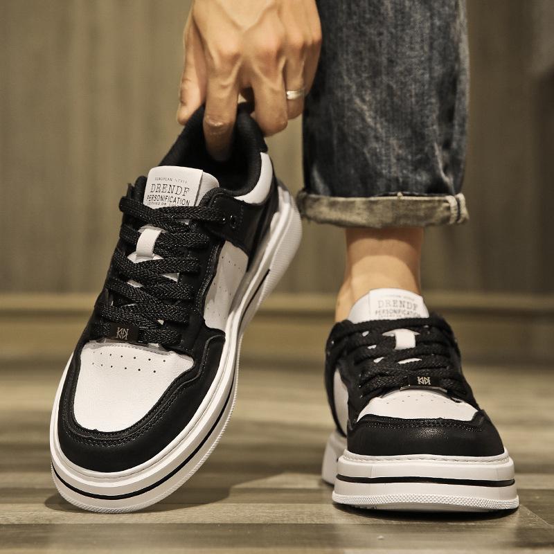 Men's Shoes 2025 Autumn New Hong Kong Style Tide Brand Platform White Shoes Lightweight Soft Baseplate Shoes Versatile Flat Casual Shoes