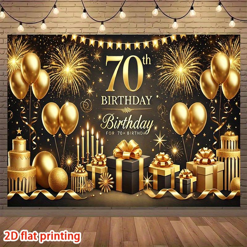 2D plane 1 set of exquisite golden ribbon and gift box for 70-year-olds party banner family festival celebration