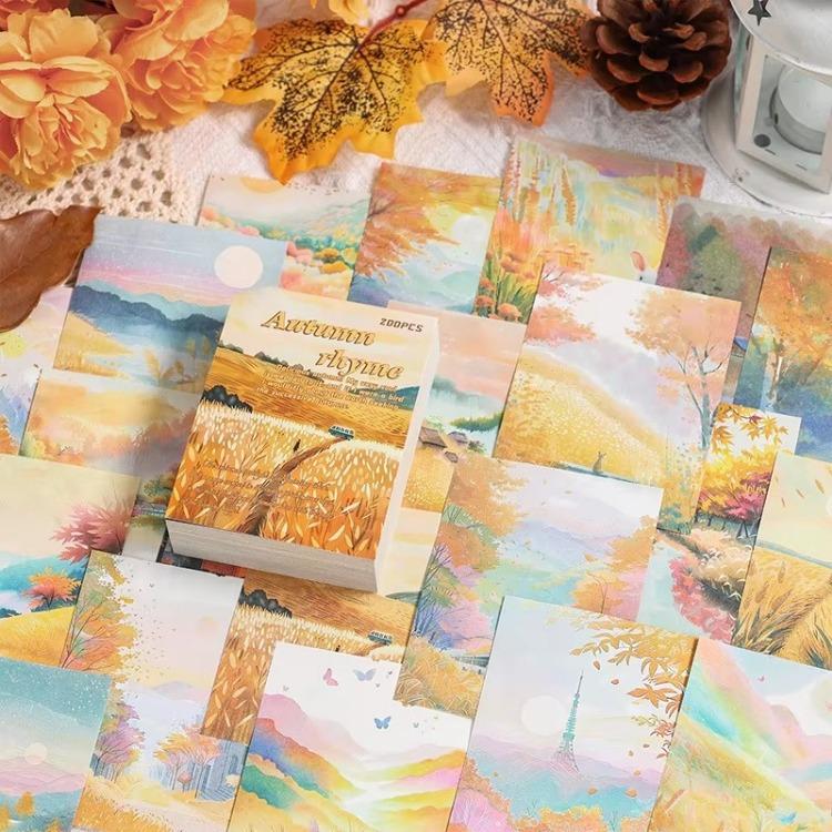 200 листов Four Seasons Landscape Material Paper Decor Дневник Альбом Материал для скрапбукинга Фоновая бумага Ненужная бумага Принадлежности для журналов