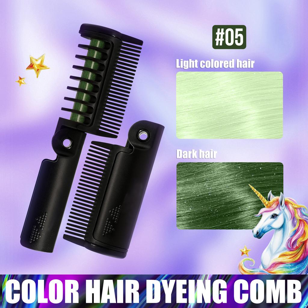 Temporary Hair Color Comb with Foldable Design for Quick Bright Hair Chalk Styling Non Toxic Washable Colorful Hairbrush for Adults Halloween Cosplay