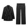 Fall and Winter New Women's Clothing Wool Blend with Belt Suit Outwear 3736248 Straight-Leg Trousers 3736259