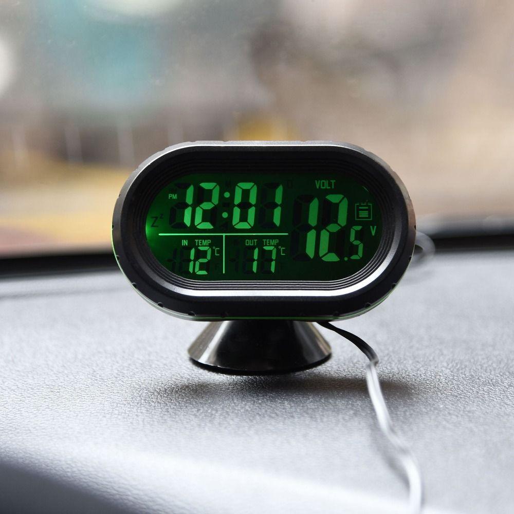 12V-24V Car Battery Voltage Volt Voltmeter Tester Freeze Alert Car Voltmeter Thermometer  Car