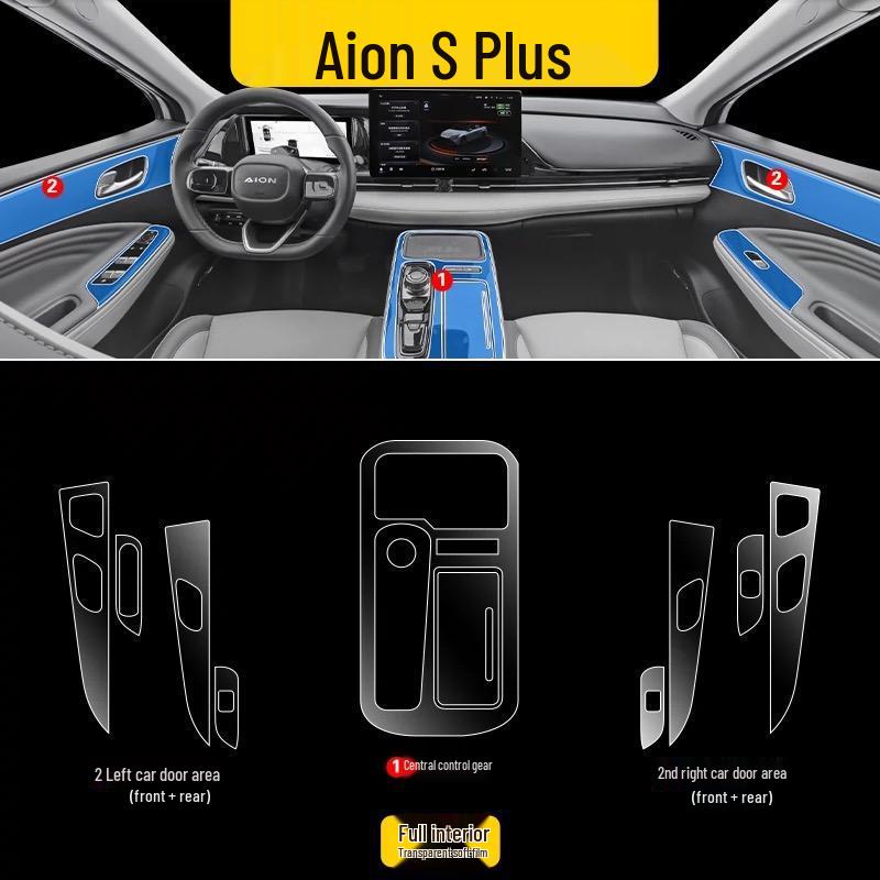 Прозрачная ТПУ пленка для интерьера для GAC Aion V Plus 2021-2025, консоль и дверные панели