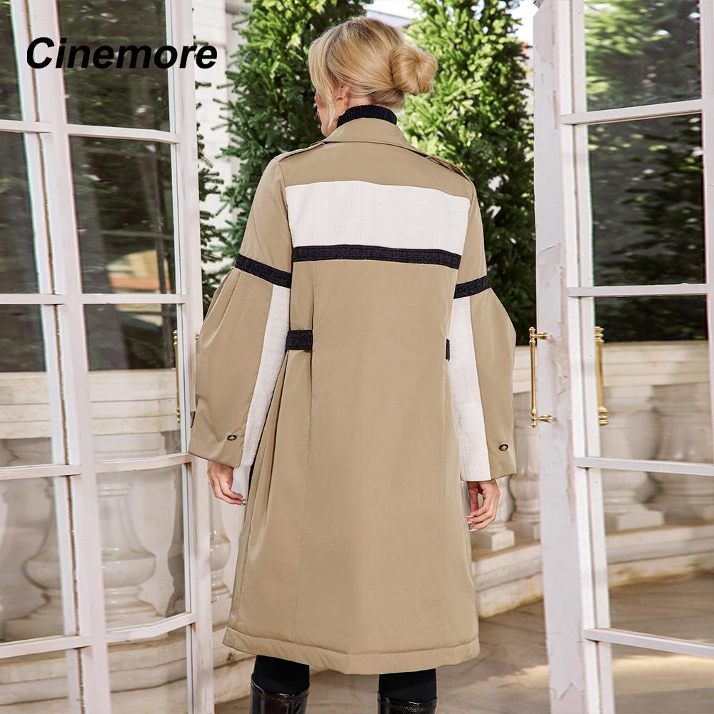 Cinemore Осенний плащ для женщин, длинная ветровка, куртка с двубортным лацканом и поясом, классическая повседневная женская TFD-517YG