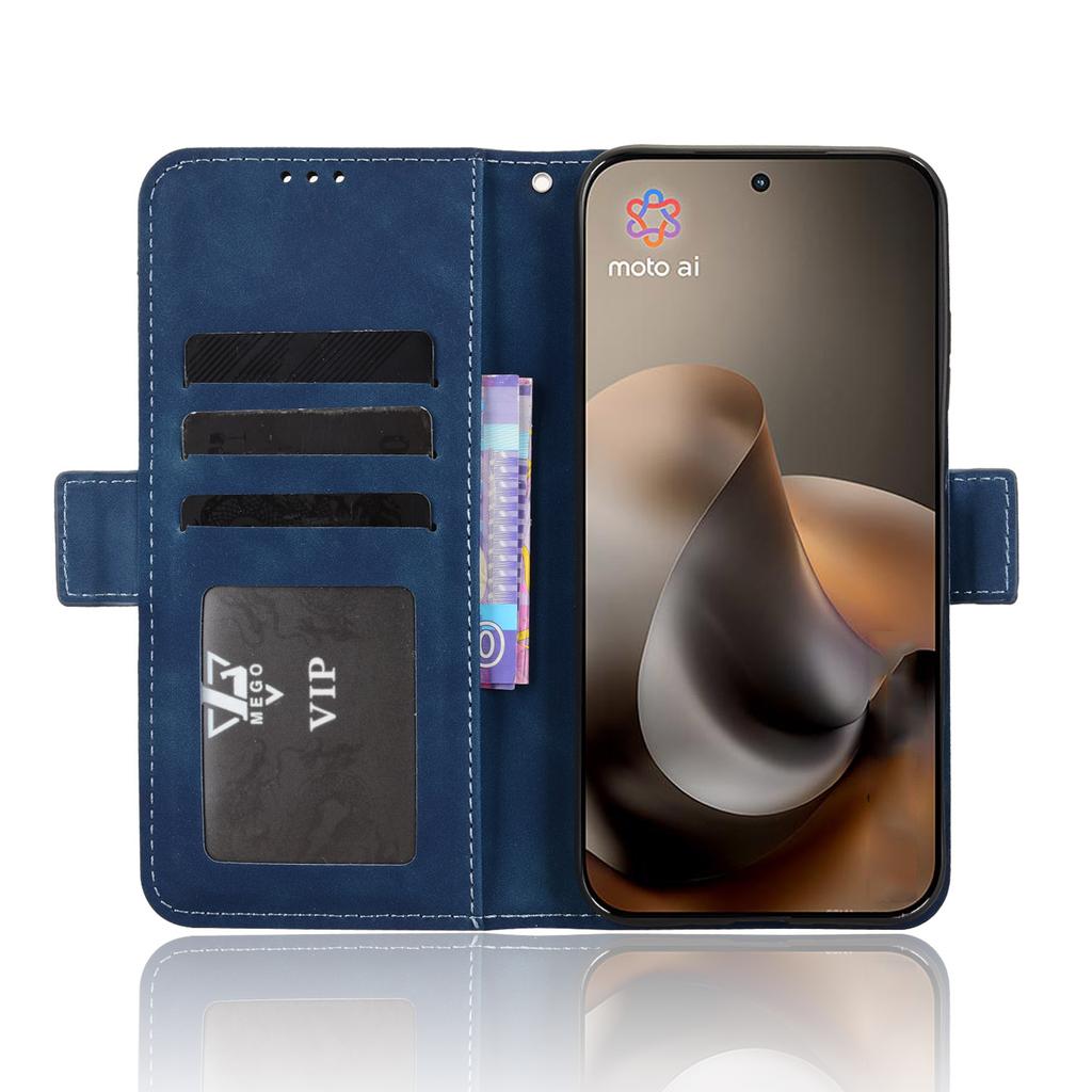 Wallet Case for Moto G67 5G - Leather/PU, Blue, With Card Holder