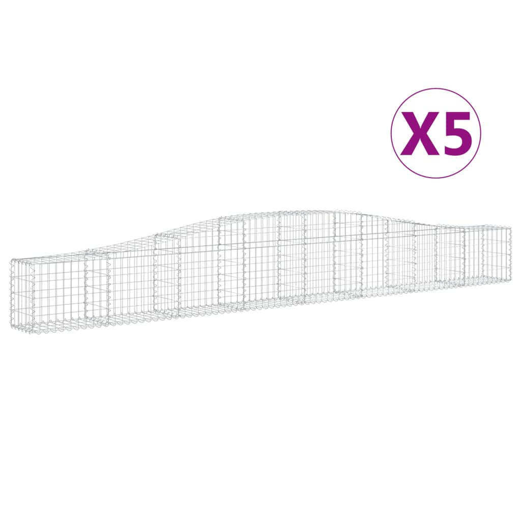 Vidaxl Kosze Gabionowe, 5 Szt, 400X30X40/60 Cm, Galwanizowane Żelazo
