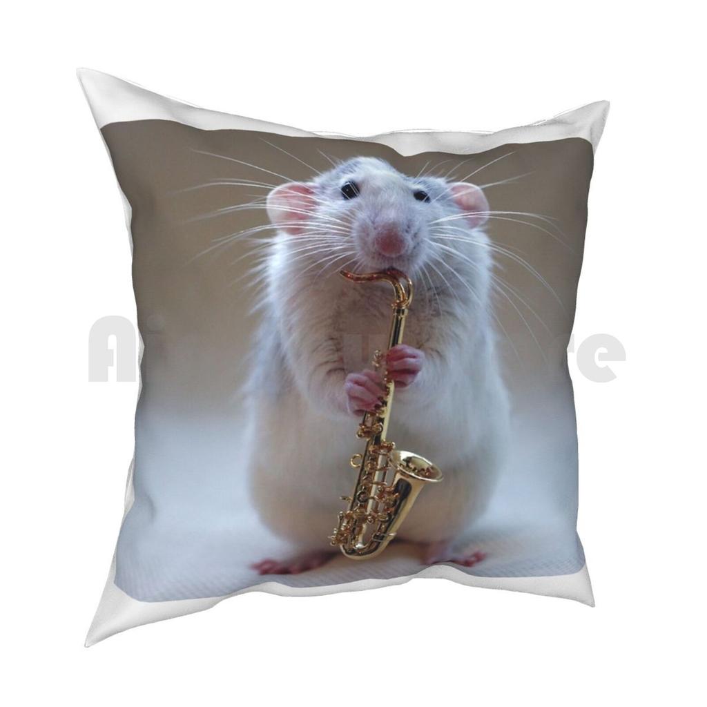 My Saxophone Pillow Case Printed Home Soft Throw Pillow Music Musician Rat Saxophone