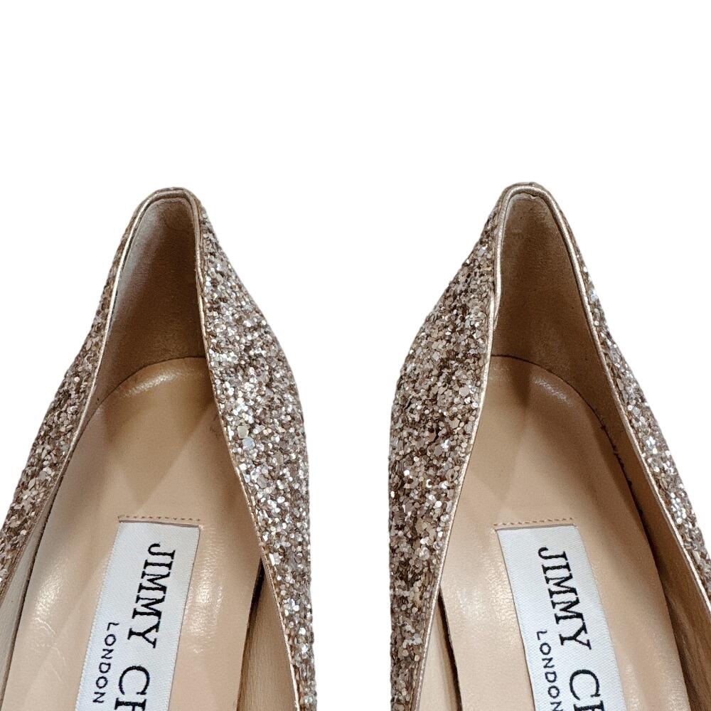Jimmy Choo Свадебные туфли на платформе из блестящего холста, бежевые, с блестками, из холста, б/у