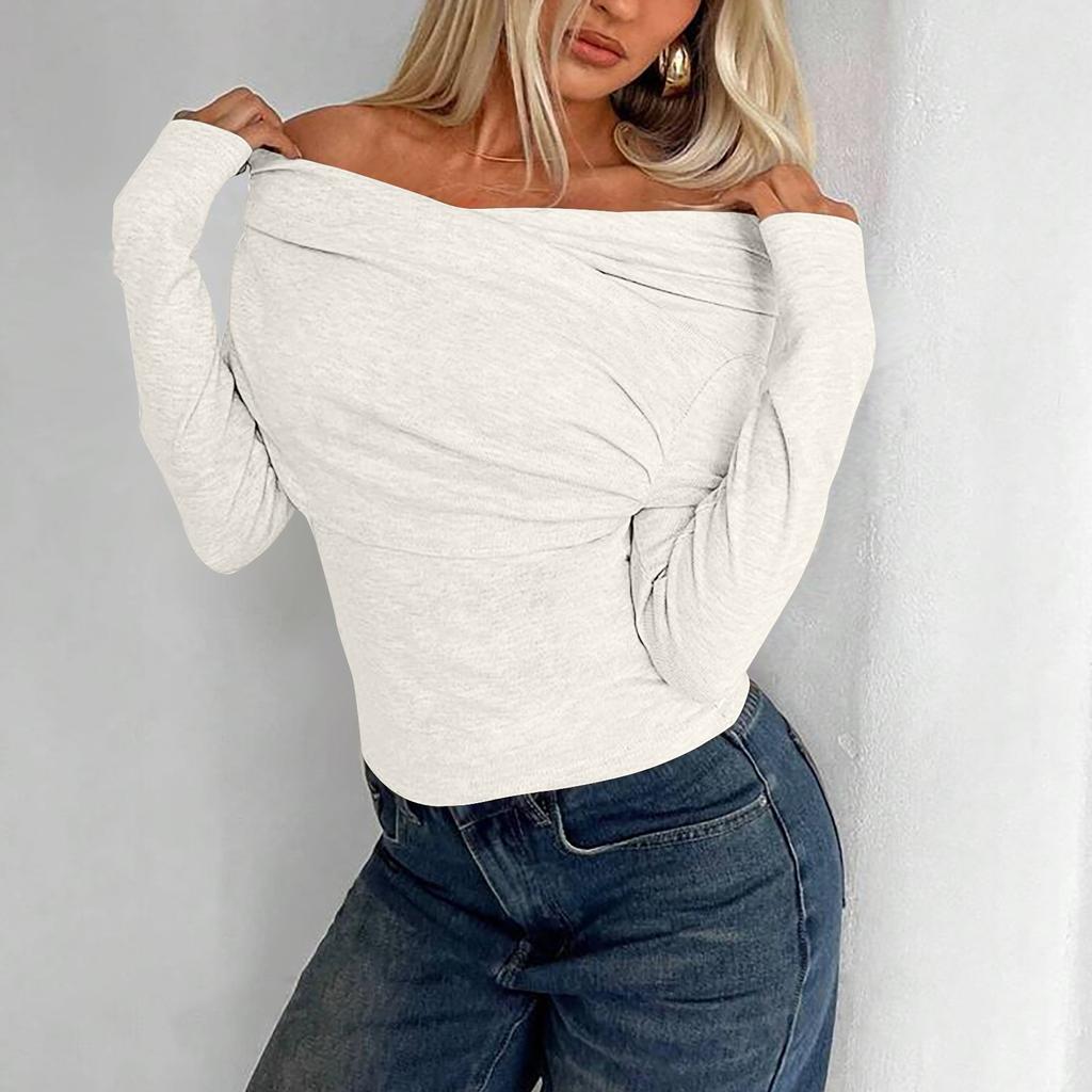 Женские рубашки с длинным рукавом, модные модели с открытыми плечами, укороченные топы, многослойные, облегающие топы