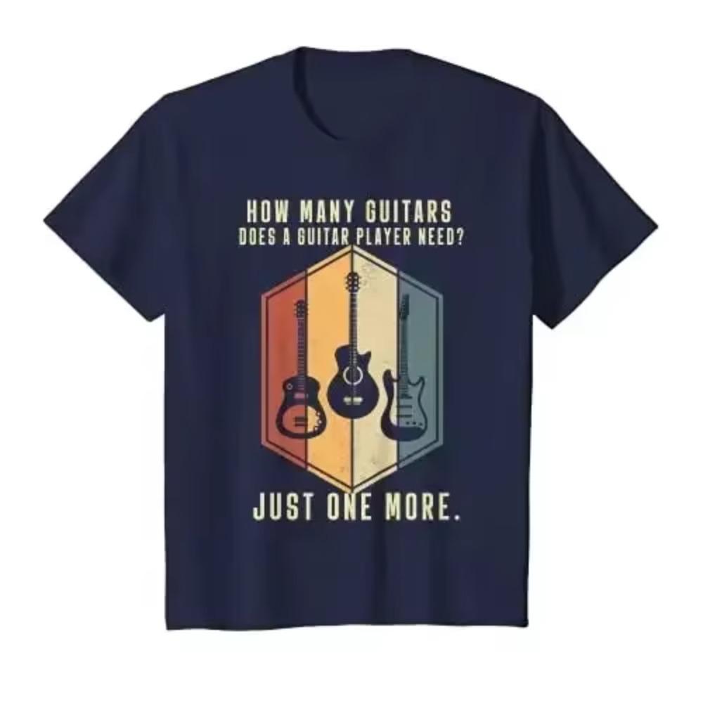 Сколько гитар Подарки для мужчин Гитаристы Музыка Винтаж Футболка Графические футболки Ежедневно Четыре сезона Футболки O-образный вырез