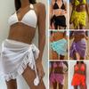 Women Summer Bikini Cover Up Ruffle Trim Lace-up Solid Color Casual Beach Skirt Sunscreen Washable Swim Cover Up