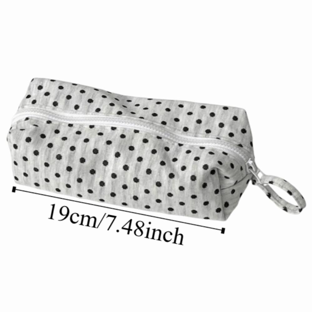 Polka Dot Pencil Case Sweet Zipper Stationery Pouch Pencil Storage Bag Back To School