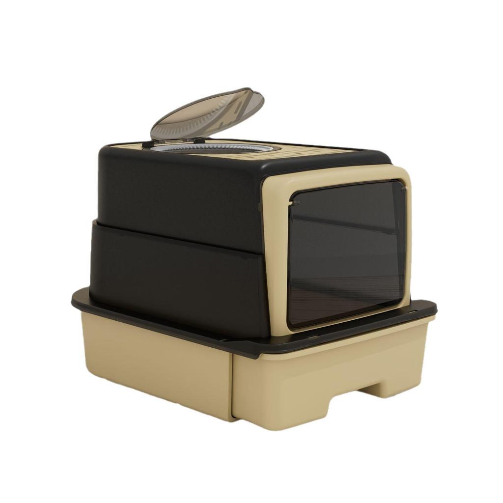 Полностью закрытый кошачий туалет с верхним входом - устойчивый к запахам и не пропускающий песок дизайн