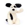 Плюшевая собака Jellycat Bashful Puppy, средняя, сидячая, черная с кремовым, 20 см, и