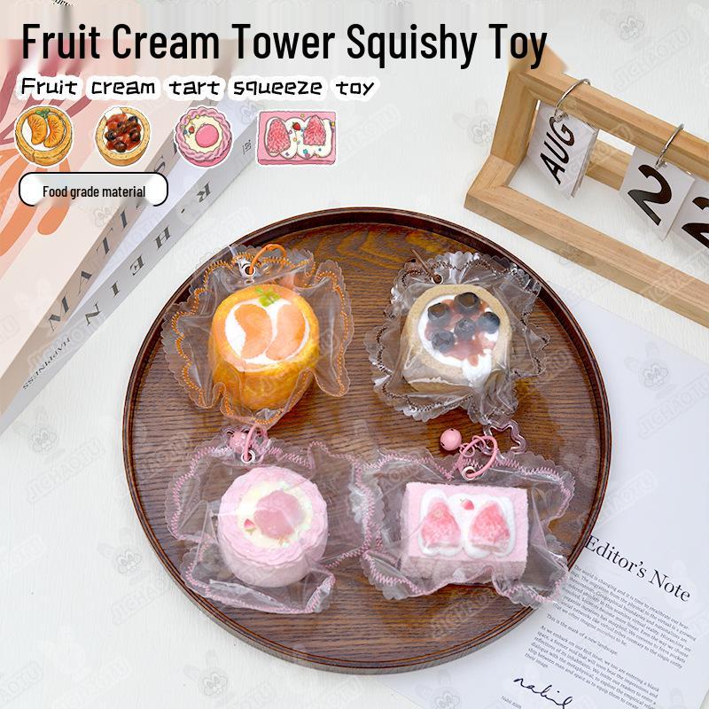 Food-Grade Silicone Dessert Simulation Squeeze Toy with Bell - Slow Rebound Decompression Toy