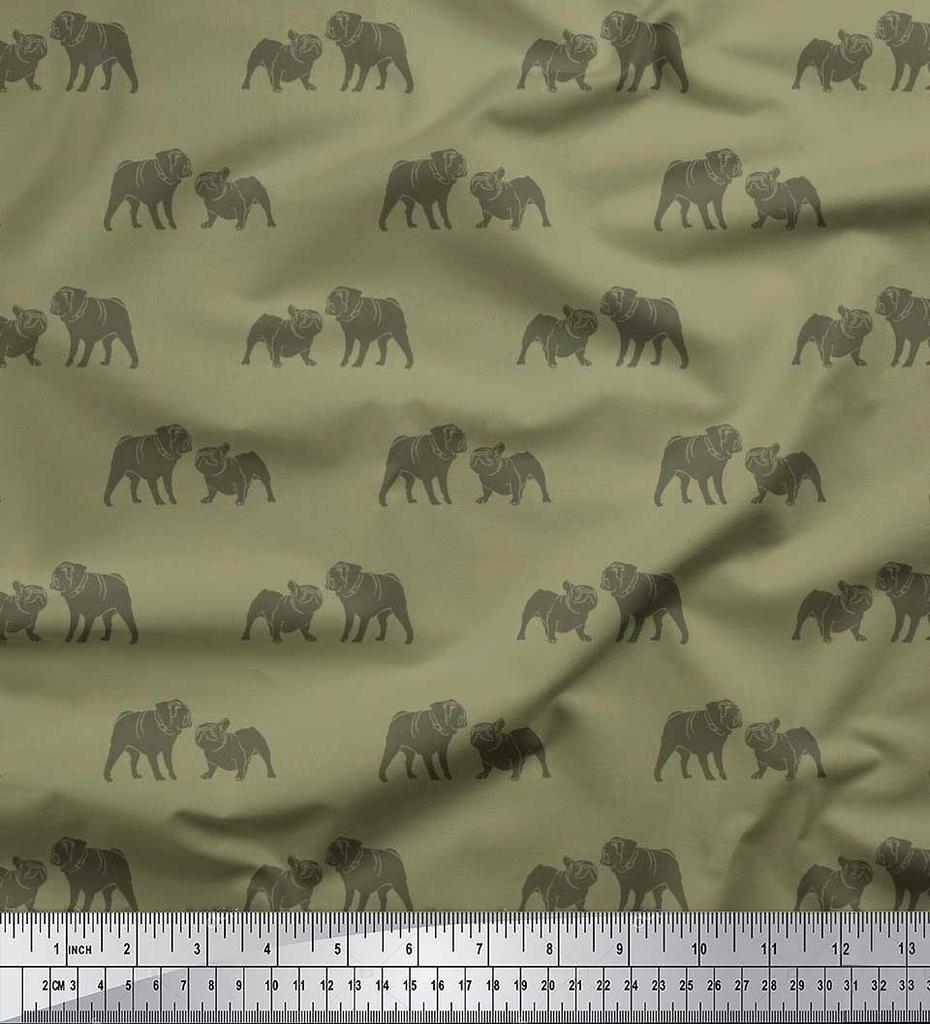 Soimoi Японская креп-сатиновая ткань с принтом Bull Dog на метр шириной 42 дюйма