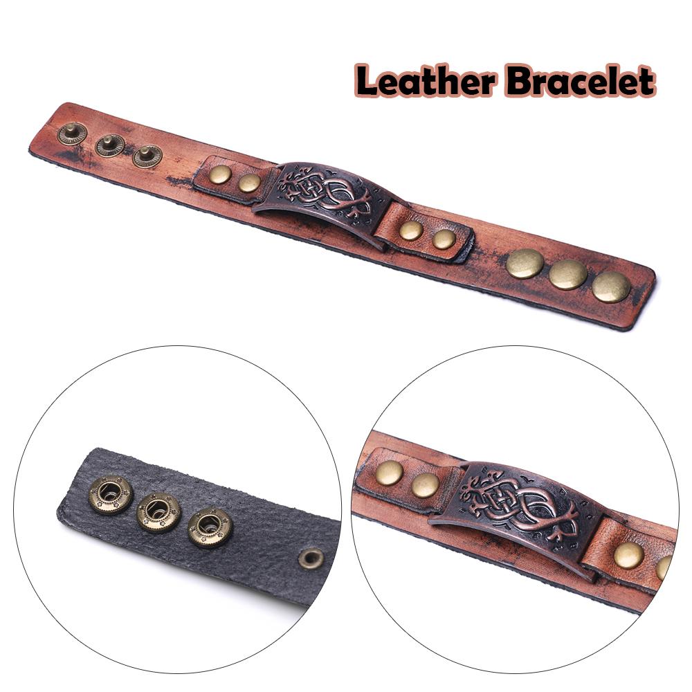 Vintage Wide Alloy Buckle Leather Wristband Cuff Bracelet Punk Snap Bracelet Wrap Bangle