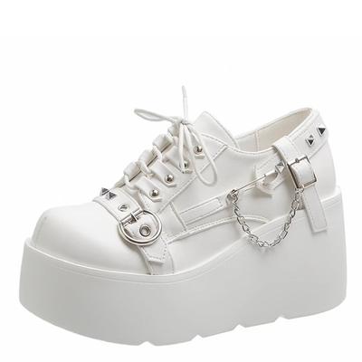 Модные женские осенние массивные кроссовки на платформе с каблуком 8,5 см, повседневная обувь для папы с металлической цепочкой