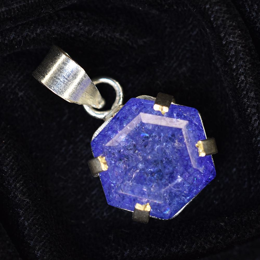 Сертифицированный натуральный танзанит цвета «фэнси» 30,45 карата, кулон из стерлингового серебра MY.PD-176-NS