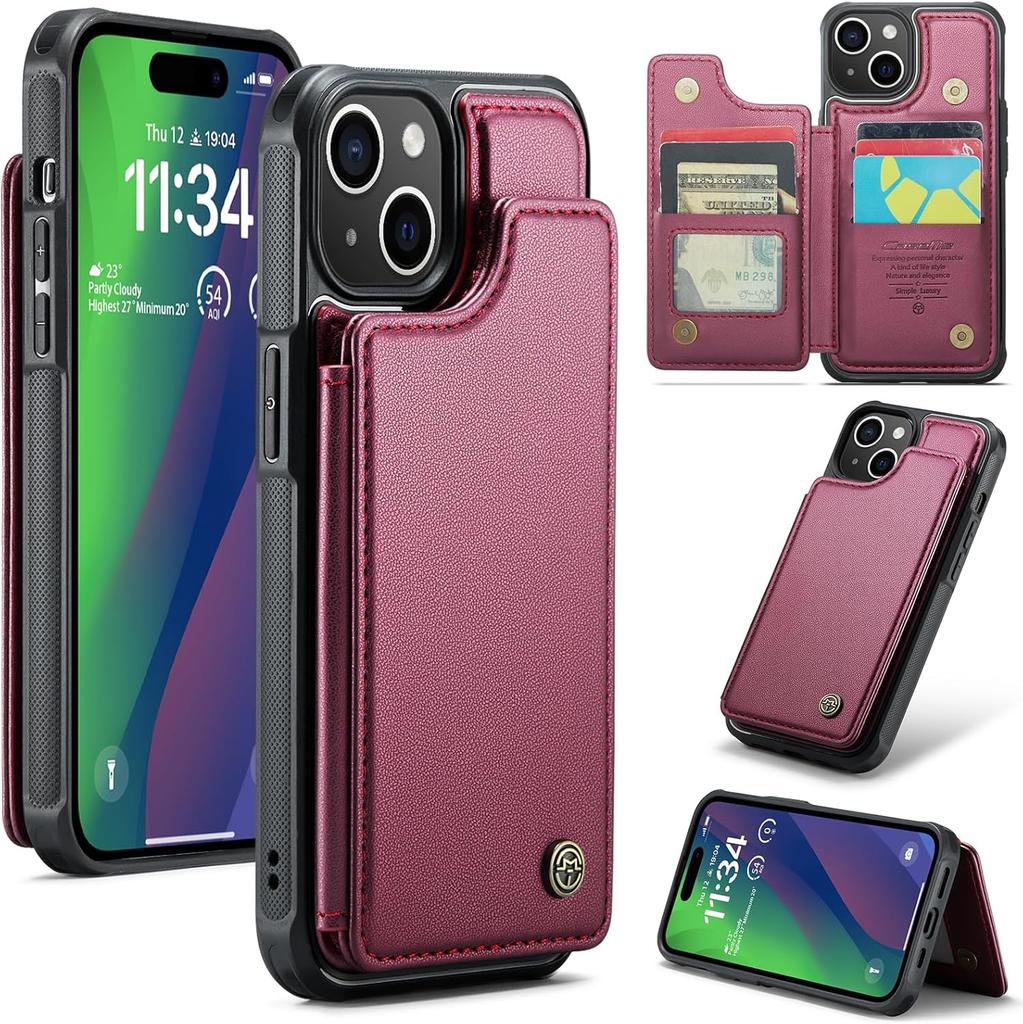 Защитный чехол-кошелек для iPhone с держателем для карт, RFID-экранированием, мужским и женским амортизирующим кожаным держателем, прочный защитный чехол для телефона