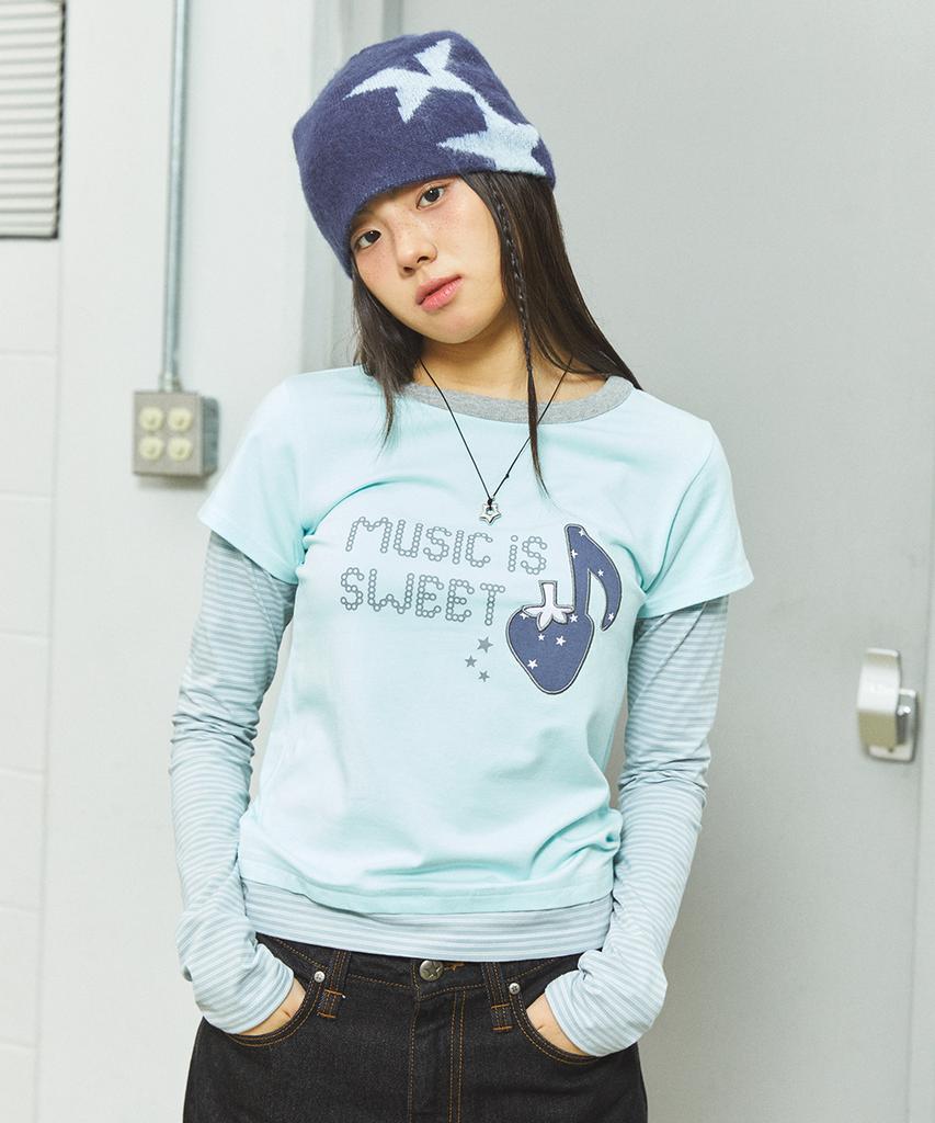 CAVISH W Strawberry Layered Ls Tee Mint(Cv2Ffft551A)