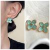 Fashion Mint Green Stud Earrings Temperament Flower Earrings Personality Chic Jewelry  French Style