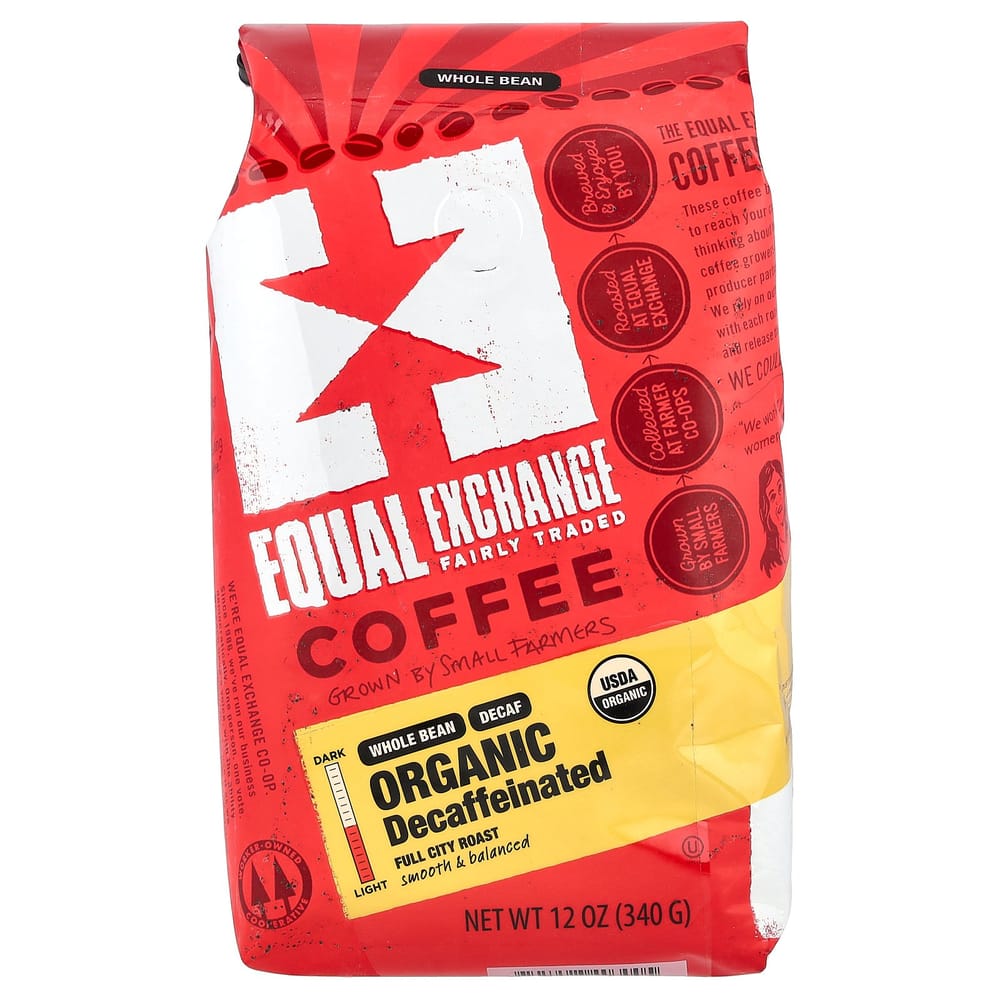 Equal Exchange Decaffeinated Full City Roast Whole Bean Coffee 340g (12oz)