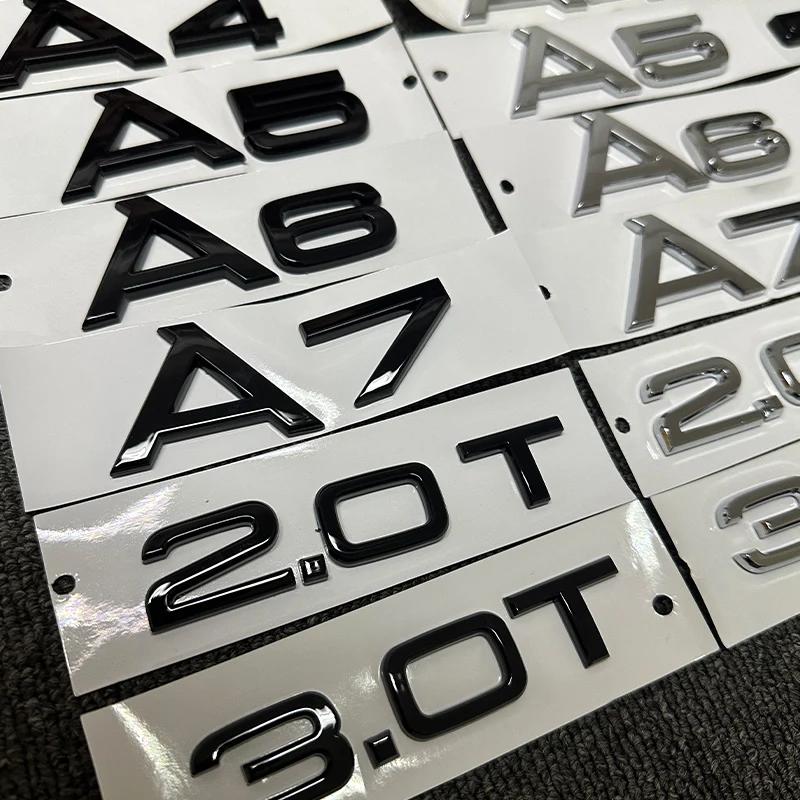 Automobile ABS letters are suitable For 4JHGE A3 A4 A5 A6 A7 letter Sline quattro 2.0T 3.0T logo Black Silver general