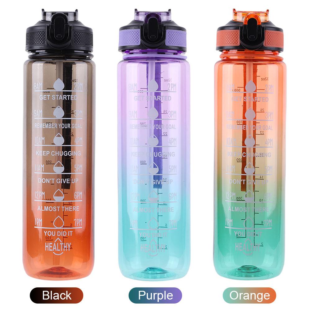 Мотивационная бутылка для воды 1000 мл, герметичные многоразовые бутылки для воды, большая емкость для путешествий на открытом воздухе, тренажерный зал, фитнес