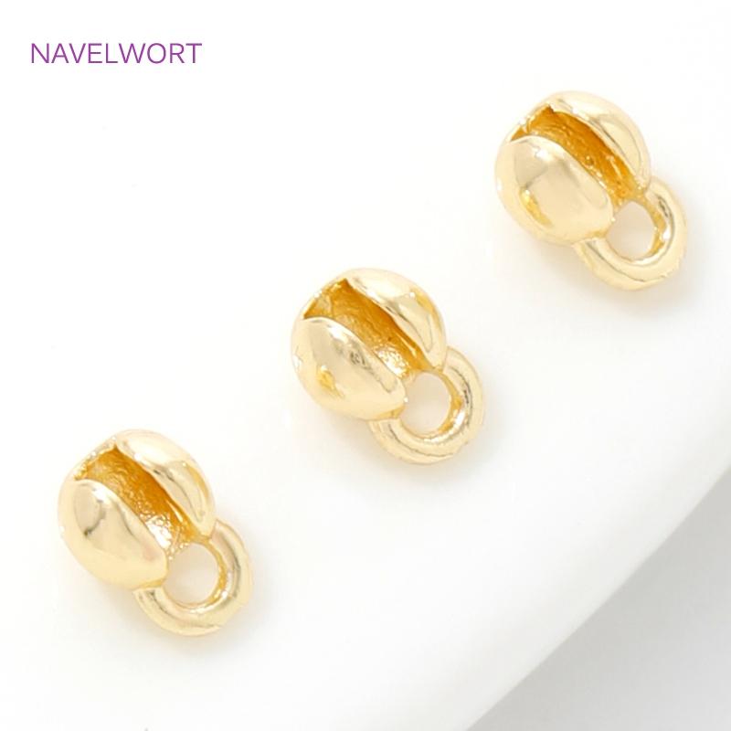 14/18K Gold Plated Crimp Beads,End Caps For Jewelry Making,Brass Clam Shell Bead Tip Crimp Ends Beads,DIY Jewelry Accessories