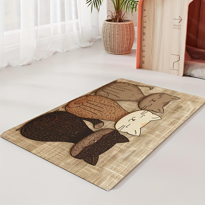 Non-Slip Cat Feeding Mat - 3 Cute Cats Design, Leak-Proof & Easy To Clean, Durable Silica Mud Pet Food Mat for Cats & Kittens, Pet Placemat