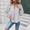Women's Fashion Casual Spring Fall Polka Dot Print Long Sleeve V-Neck Blouses & Shirts