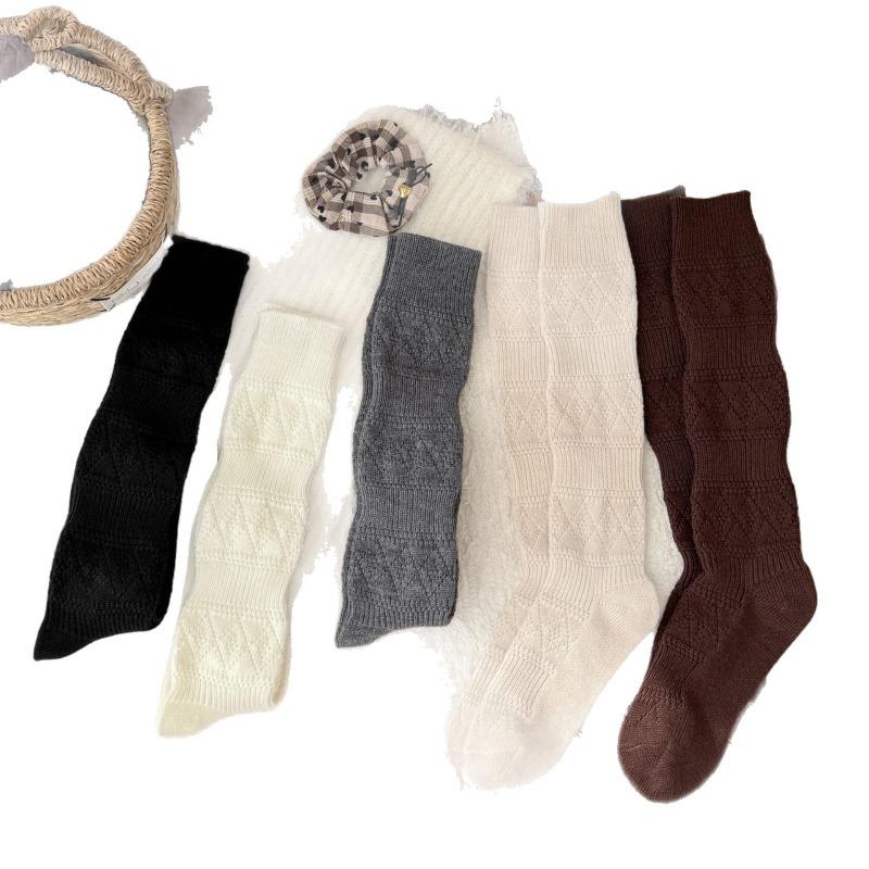 Зимние и осенние клетчатые носки до середины икры с темным узором, теплые и стройнящие. Гольфы для детей, толстые шерстяные длинные носки. Стиль колледжа.