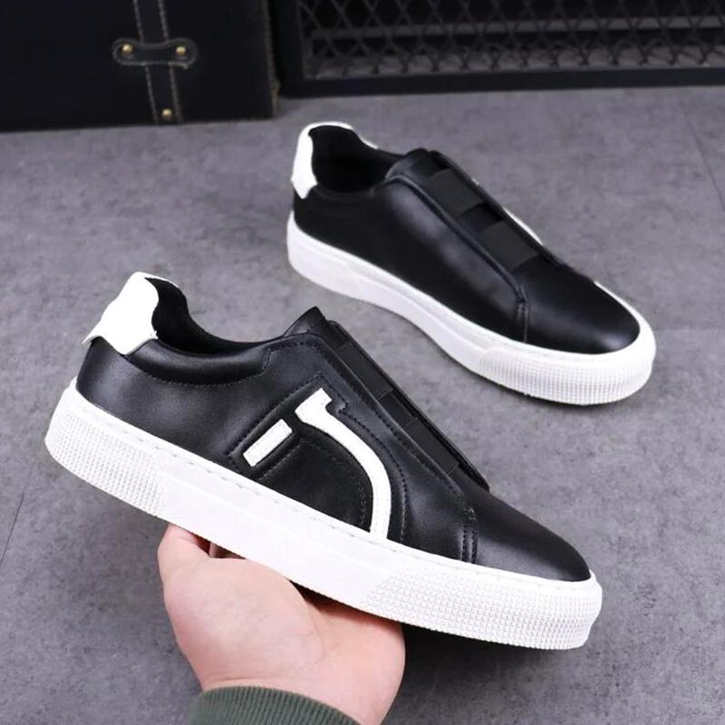 Skateboard Shoes Leather Korean Version Casual Shoes with Sneakers Men's Tennis Shoes A3