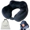 Neck Pillow with Original Storage Blackout Hood Size Adjustment 4 Knobs Support the Smooth Mobile Neck Charcoal Gray Bag, Included, Button, Unisex,