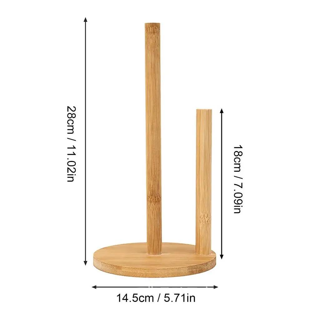 Wood Paper Towel Holder Durable Anti-Skid Tissue Vertical Stand Rack Hook For Kitchens Bathrooms Living Rooms