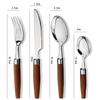 Stainless Steel Tableware Set Wooden Handle Knife Fork Spoon Cutlery Coffee Dessert Spoon Restaurant Utensil Kitchen Gadgets