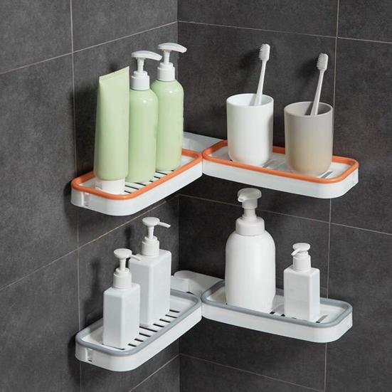 Настенная угловая полка без сверления, вращающаяся на 180 градусов, полая, с дренажем, для хранения шампуней в ванной/душевой кабине, стойка-держатель, органайзер, принадлежности для ванной комнаты KTY