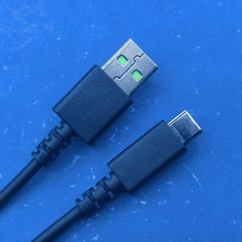 Зарядный кабель для наушников USB-A на Type C, Черный сменный шнур питания, Гибкий запасной кабель для регулярной зарядки наушников и повседневного ношения