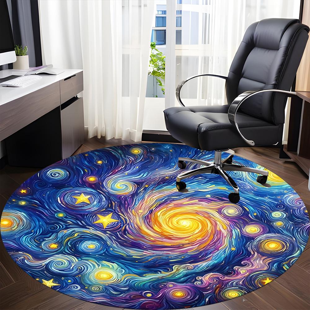 1PC Galaxy Swirl Office Round Area Rug,  Mat Suitable ForOffice, Under Office Chairs Bedroom Living Room Home Decor, Room Deco