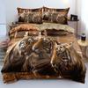 3D Tiger Bedding Set King Queen Full Twin Size Brown Animal Duvet Cover Jungle Wildlife Comforter Cover Polyester Quilt Cover