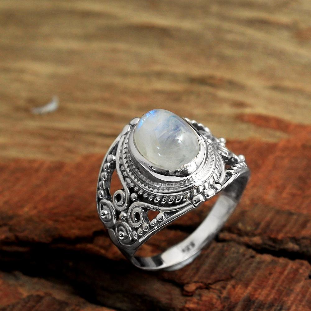 Серебряное кольцо, Кольцо с лунным камнем, Стерлинг 925 пробы, Ювелирные изделия с камнем в июне, Ювелирные изделия ручной работы, Массивное кольцо