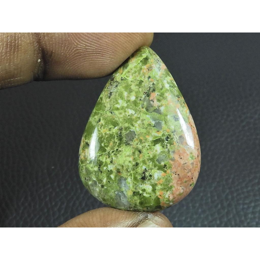 24X34X06MM Natural Unakite Jasper Pear Shape Cabochon Loose Gemstone 47Cts. G-398