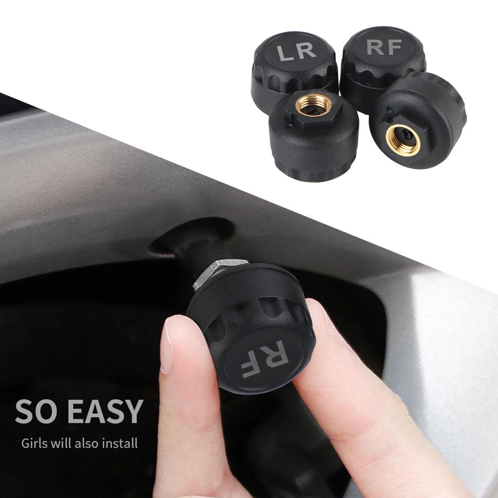 Car TPMS LCD Digital Display Tire Pressure Alarm System Auto Security Alarm Cigarette Lighter Wireless Sensors