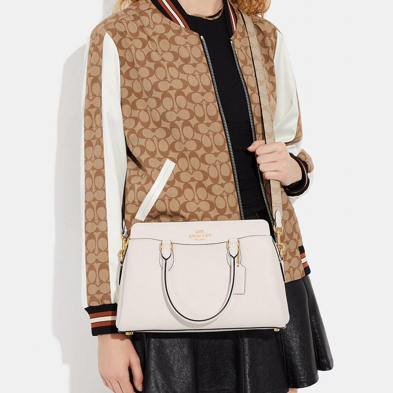 New COACH Darcie Cross Grain Leather And Signature Coated Canvas Shoulder Bag, Crossbody Bag, Handbag Regular Women's White CH290-IMCHK