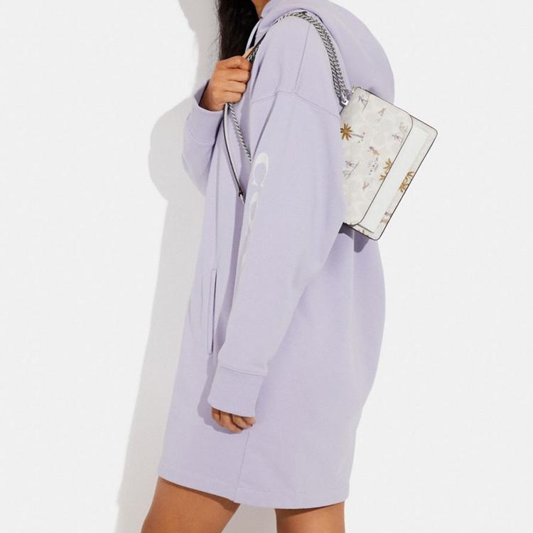 New COACH Klare Leather Envelope Bag, Crossbody Bag, Shoulder Bag Trumpets Women's Chalk & Glacier White Multicolor CJ602-SVRFI