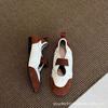 Cowhide version~ French retro style color matching round head light mouth Mary Jane shoes 2025 new commuter flat shoes