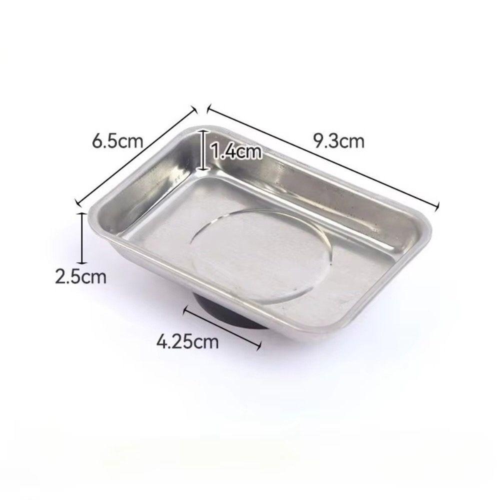 Stainless Steel Magnetic Tool Tray Soft Rubber Base Screw Tray New Parts Bowl Workshop Use
