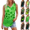 Женская майка с V-образным вырезом для девочек. День Патрика Печать Повседневный Топ Майки Для Женщин Свободный Покрой Без Рукавов Топы Струящиеся