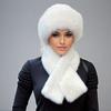 Women's 2pcs Set: Cozy Faux Fur Hat & Scarf Combo - Warm, Knit Winter Ear Warmer with Button Closure, Solid Color, Hand Wash Only